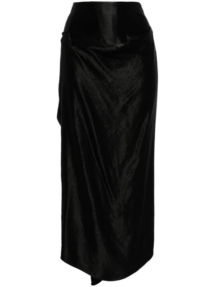 A.W.A.K.E. Mode high-waisted satin midi skirt - Black Cover