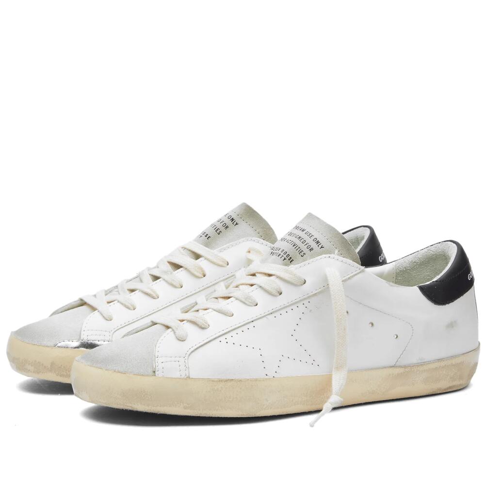 Golden Goose Men's Super-Star Leather Suede Toe Sneakers in White/Ice/Black Cover