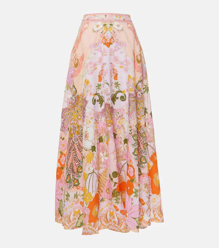 Camilla Embellished floral linen maxi skirt Cover