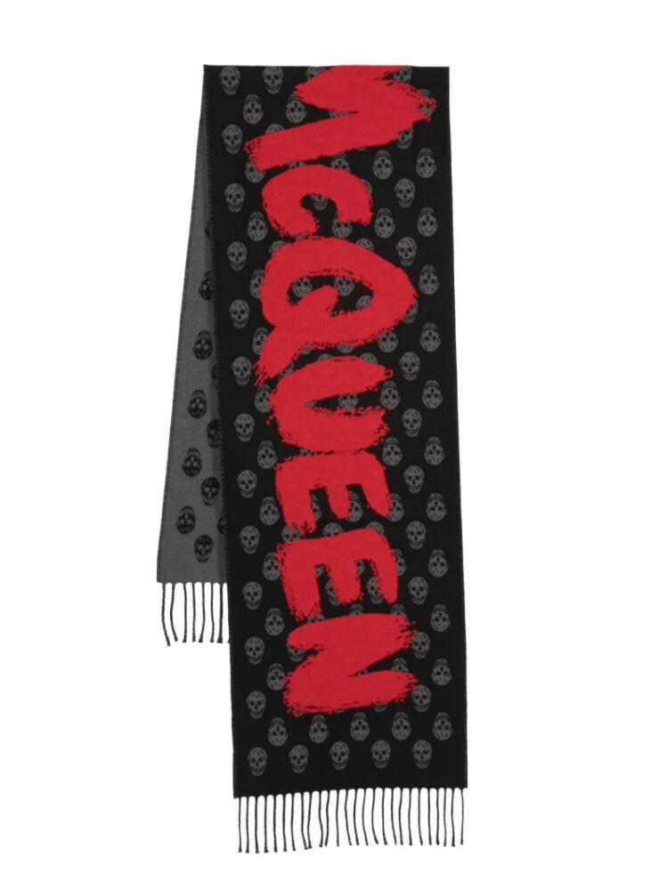 Alexander McQueen skull-pattern logo scarf - Black Cover