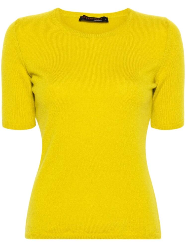 Incentive! Cashmere short-sleeve cashmere knitted top - Yellow Cover