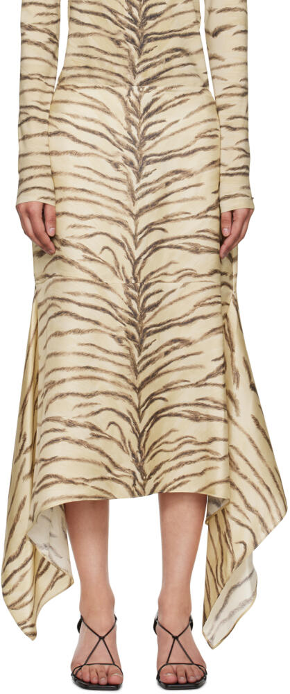 Stella McCartney Beige Tiger Print Midi Skirt Cover