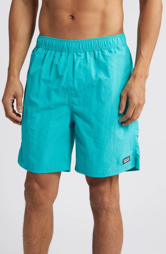 SAXX Go Coastal 2N1 7-Inch Swim Shorts in Baltic Cover