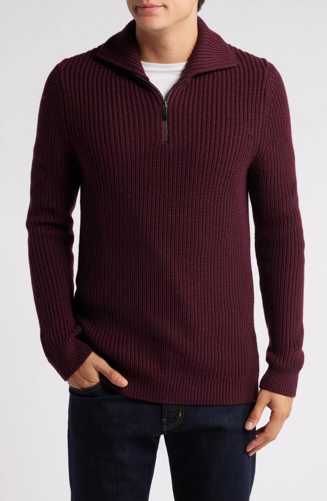 Nordstrom Shaker Stitch Merino Quarter Zip Sweater in Burgundy Royale Cover