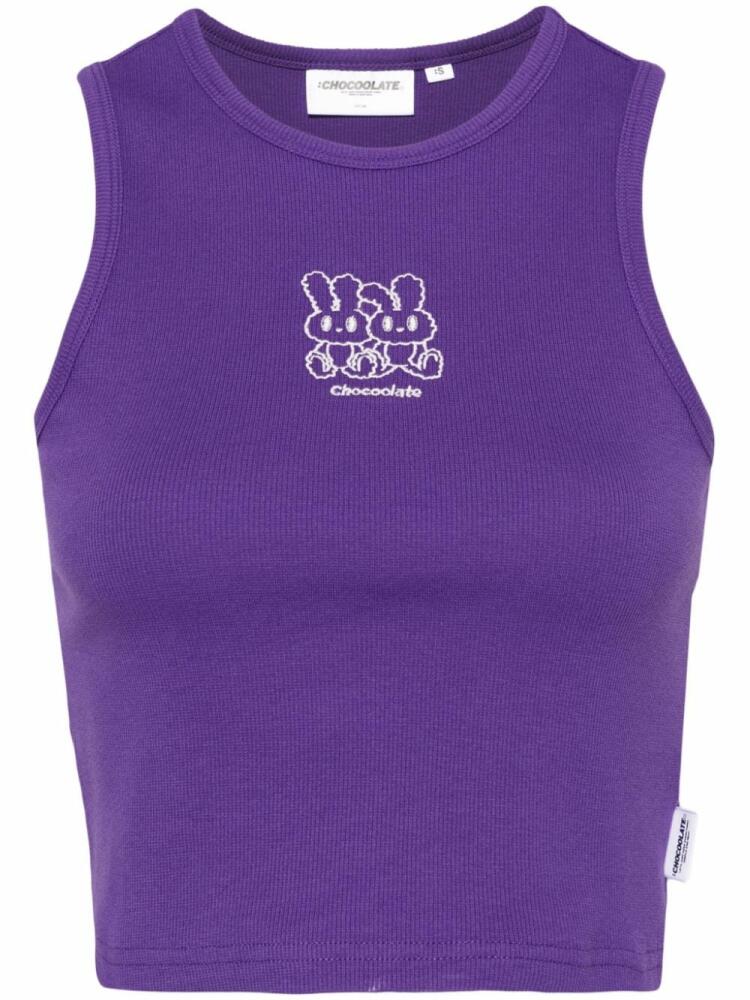 CHOCOOLATE graphic-print ribbed tank top - Purple Cover