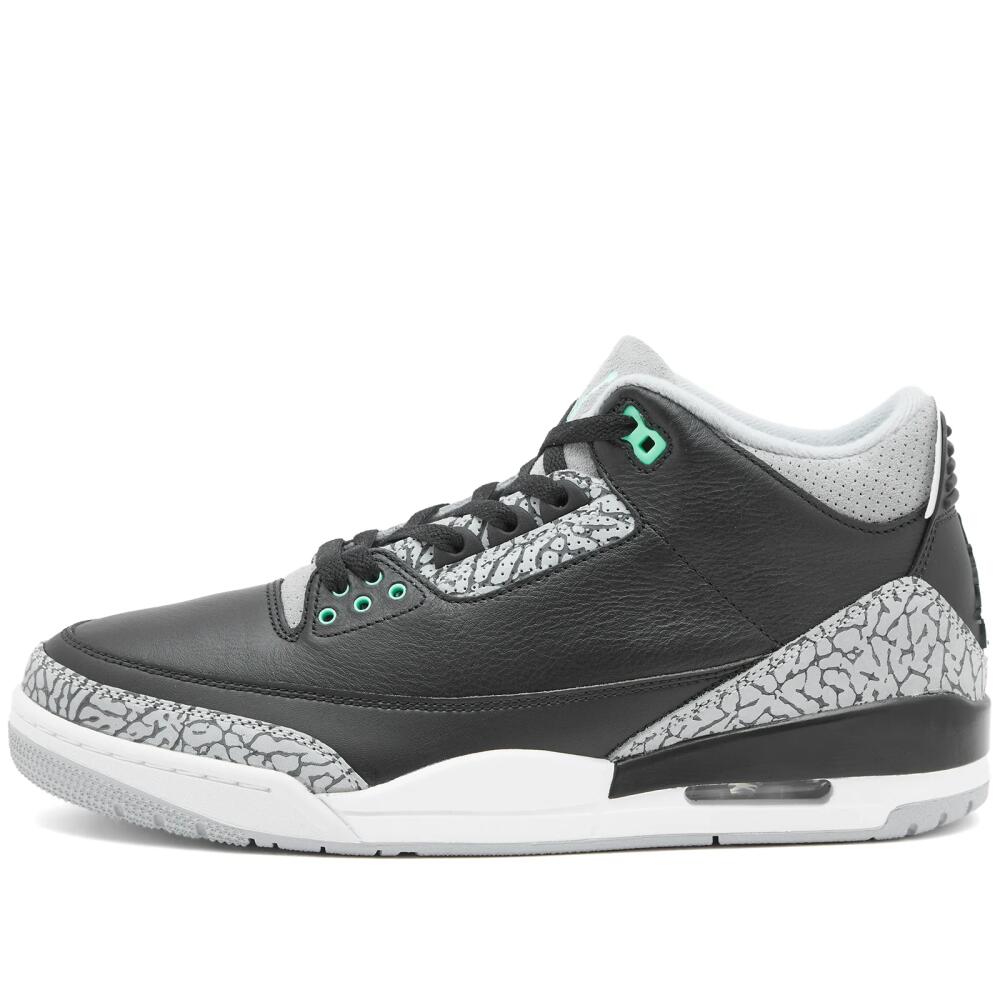 Air Jordan Men's 3 Retro Sneakers in Black/Green/White Cover