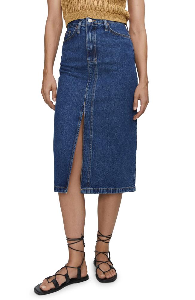 MANGO Denim Midi Skirt in Dark Blue Cover