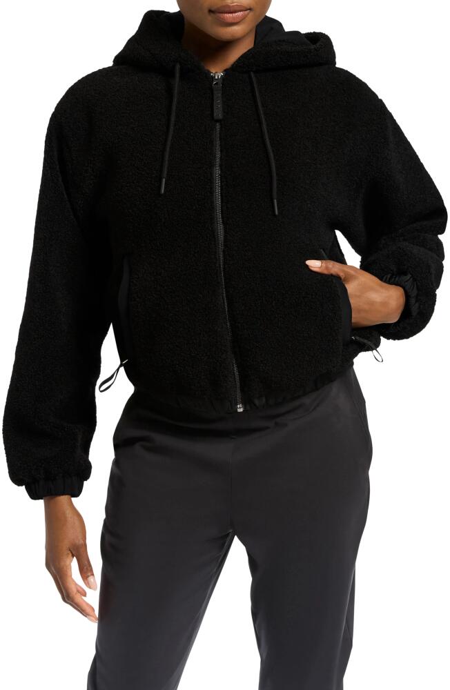 BANDIER High Pile Fleece Hooded Zip Jacket in Black Cover