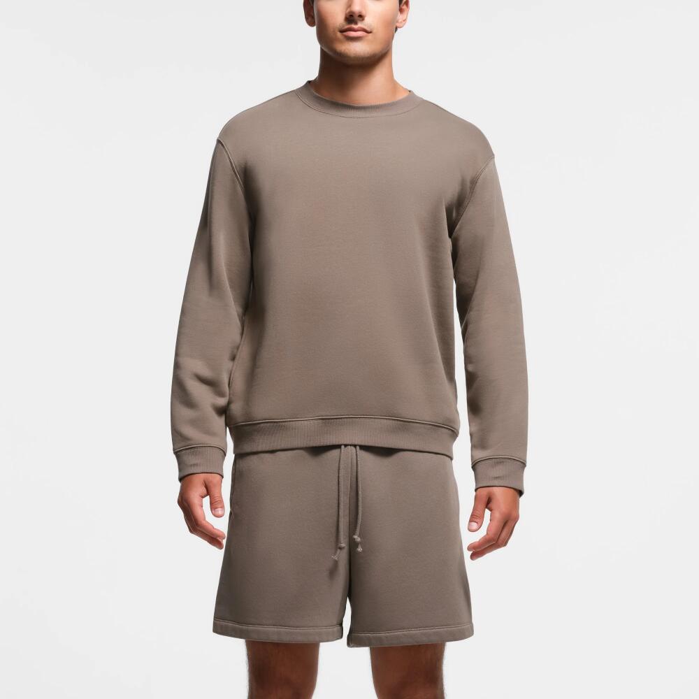 SKIMS Mens Classic Crewneck | Medium Neutral | Small | Fleece Lounge Cover