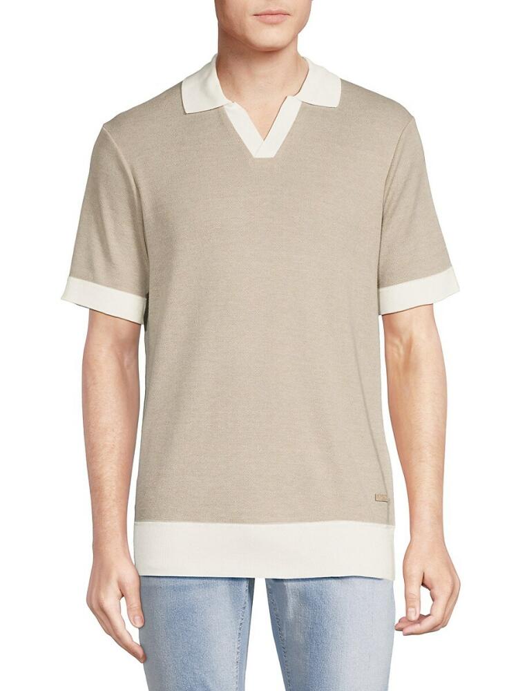 BUFFALO David Bitton Men's Wright Contrast Trim Polo - Beige Mix Cover