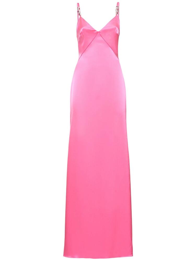 DAVID KOMA Satin Gown W/ Crystal Straps Cover