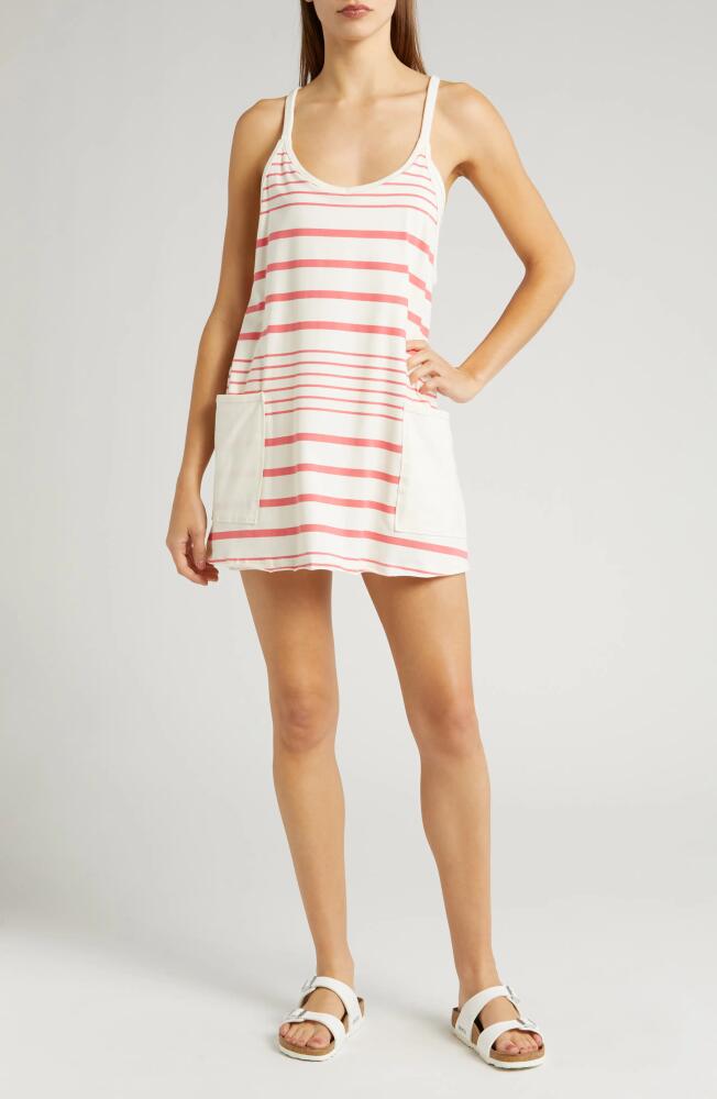 Free People FP Movement Hot Shot Print Stretch Cotton Tank Minidress in Spring Stripe Ivory Cover