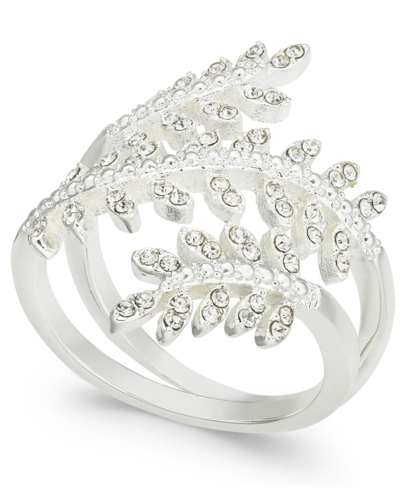 Charter Club Fine Silver Plate Crystal Leaf Wrap Ring, Created for Macy's - Silver Cover