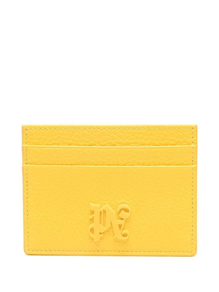 Palm Angels logo-plaque leather cardholder - Yellow Cover