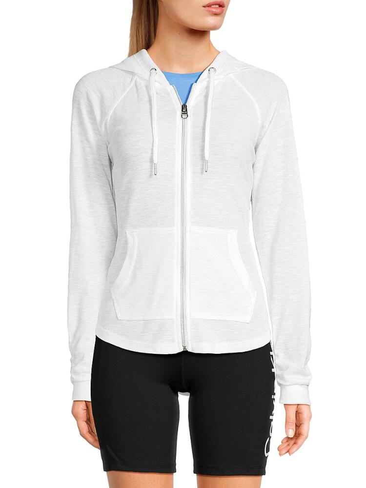 Calvin Klein Performance Women's Solid Zip Up Hoodie - White Cover