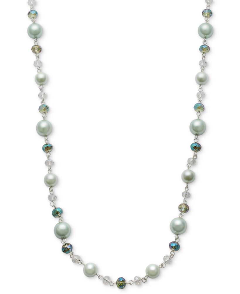 Charter Club Silver-Tone Color Bead & Imitation Pearl Strand Necklace, 40" + 2" extender, Created for Macy's - Green Cover