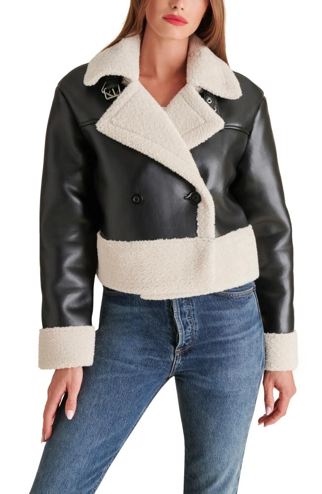 Steve Madden Athen Faux Shearling Aviator Jacket in Black Cover