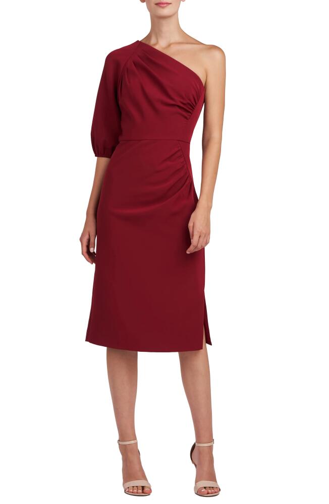 Kay Unger Brea One-Shoulder Sheath Cocktail Dress in Ruby Wine Cover