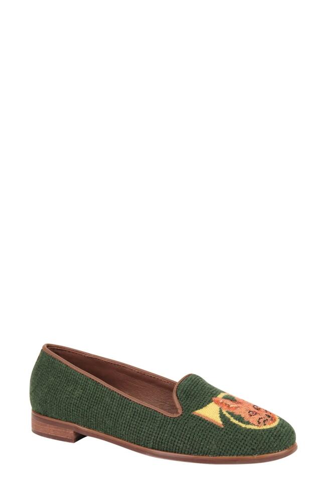 ByPaige Needlepoint Fox & Horn Flat in Fox And Horn - Forest Green Cover