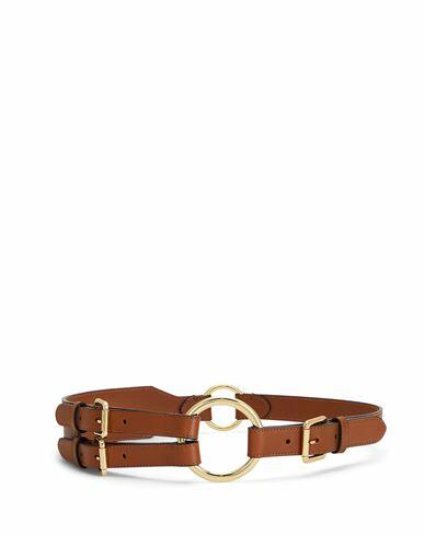 Lauren Ralph Lauren Tri-strap O-ring Leather Belt Woman Belt Brown Bovine leather Cover