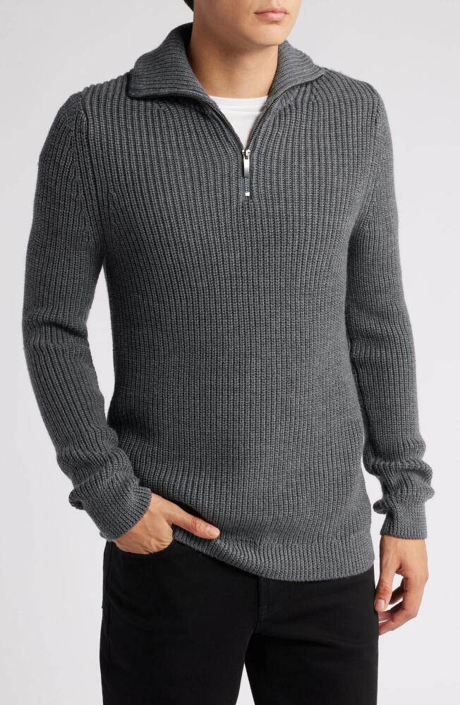 Nordstrom Shaker Stitch Merino Quarter Zip Sweater in Grey Dark Charcoal Heather Cover