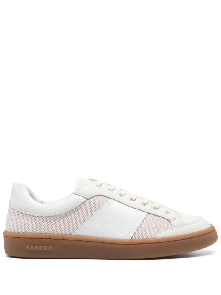 SANDRO mesh-detailed leather sneakers - White Cover