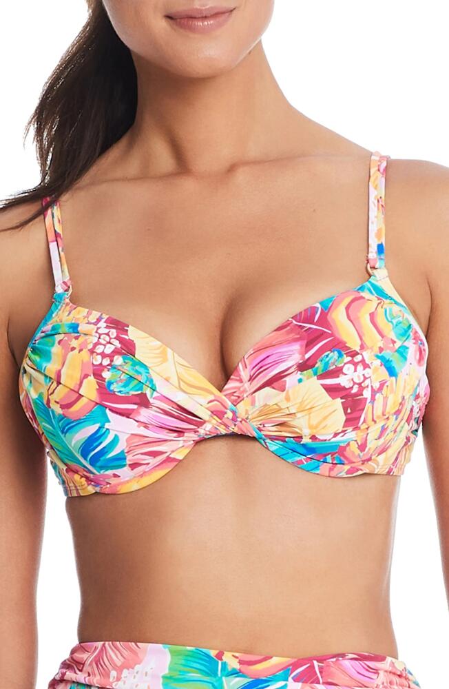 Rod Beattie I LIke It Underwire Bikini Top in Pink/Tropical Multi Cover