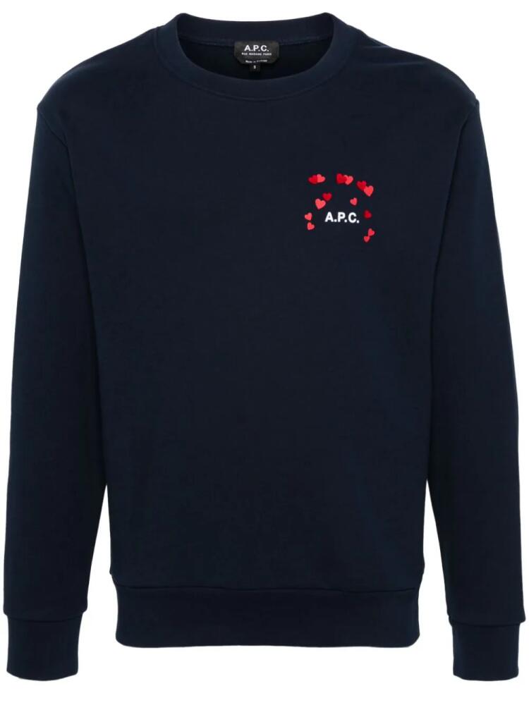 A.P.C. logo-print cotton sweatshirt - Blue Cover