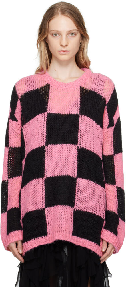 OPEN YY SSENSE Exclusive Pink Checker Board Sweater Cover