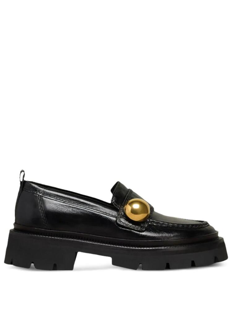 AMI Paris embellished 5mm leather loafers - Black Cover