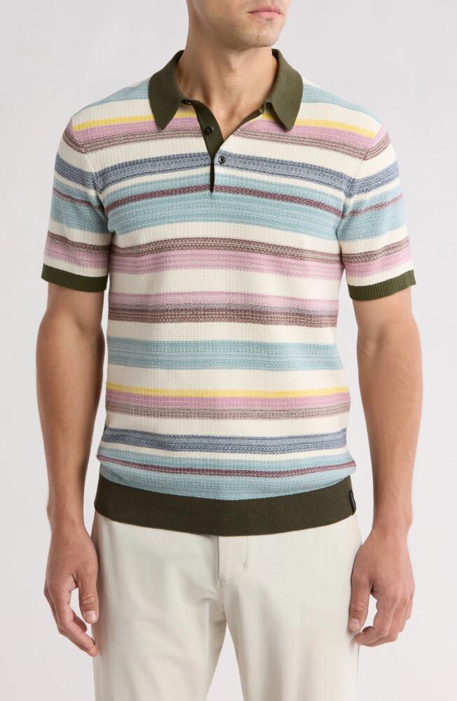 Scotch & Soda Structured Knit Polo in Medium Beige Stripe Cover