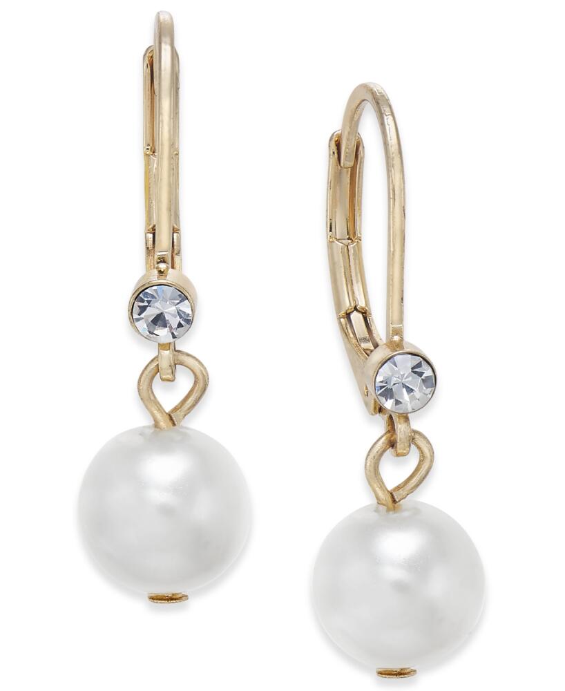 Charter Club Pave & Imitation Pearl Drop Earrings, Created for Macy's - Gold Cover