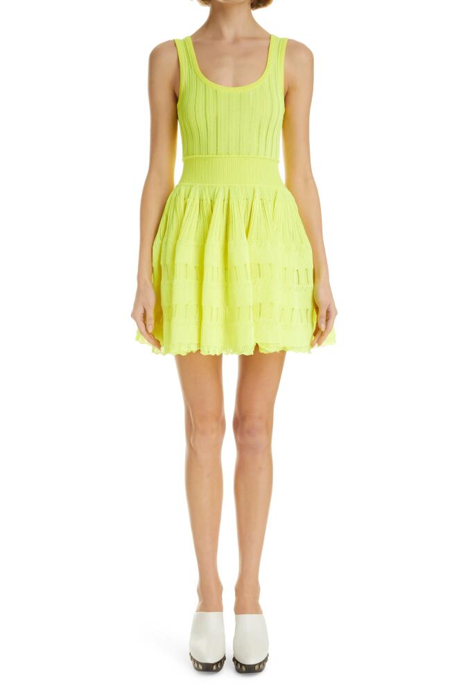 Alaïa Mixed Stitch Sleeveless Skater Dress in Jaune Fluo Cover