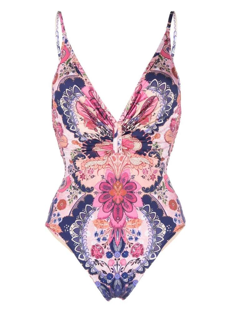 ZIMMERMANN floral V-neck swimsuit - Pink Cover