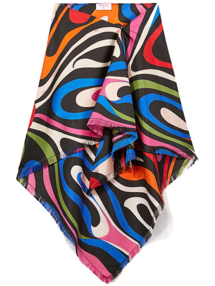 PUCCI Marmo-print silk sarong skirt - Black Cover