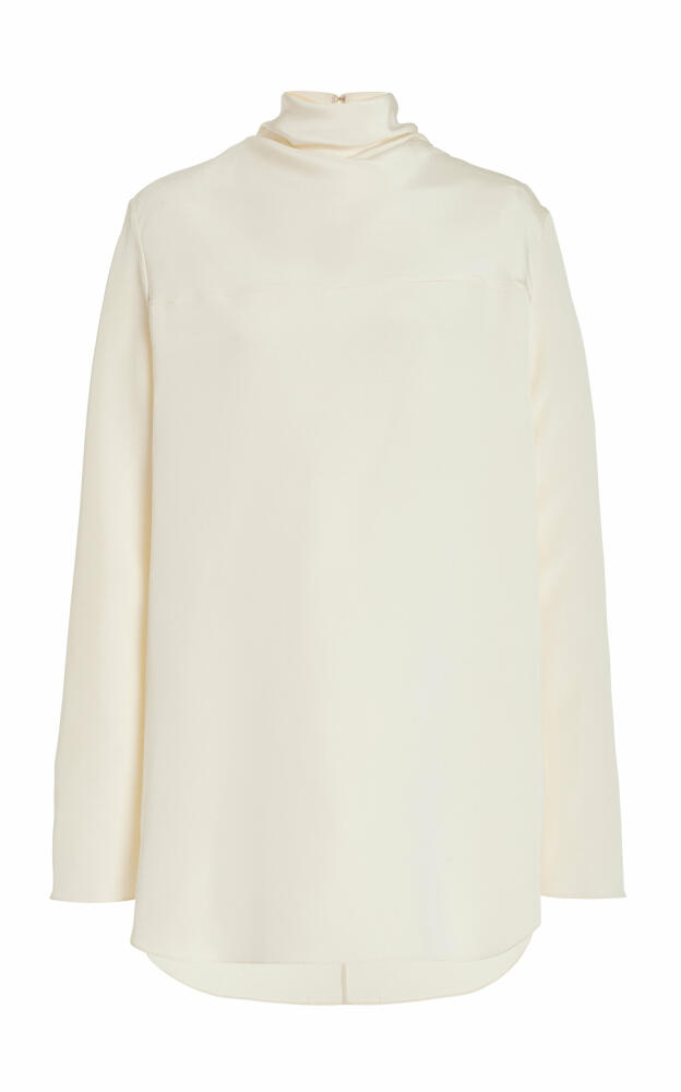 Brandon Maxwell - The Luna Draped Silk-Crepe Top - Ivory Cover