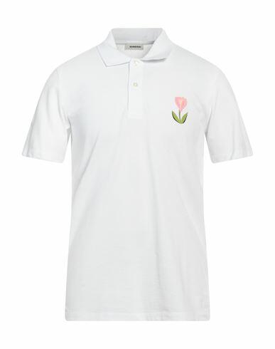 Sandro Man Polo shirt White Cotton, Elastane, Acrylic Cover