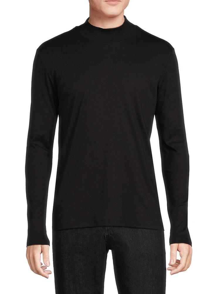 Saks Fifth Avenue Men's Mockneck Long Sleeve Tee - Black Cover