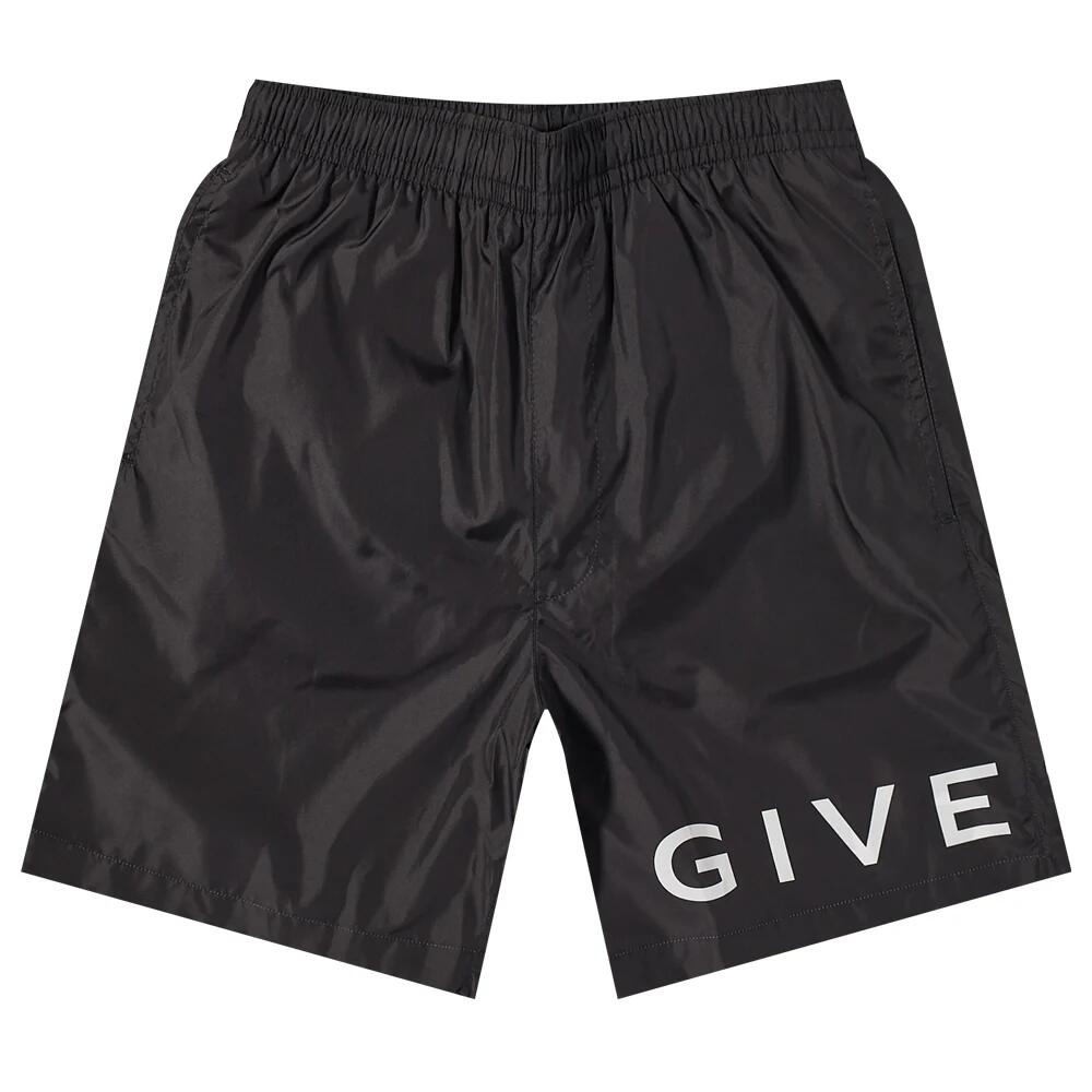 Givenchy Men's Logo Long Swim Shorts in Black/White Cover