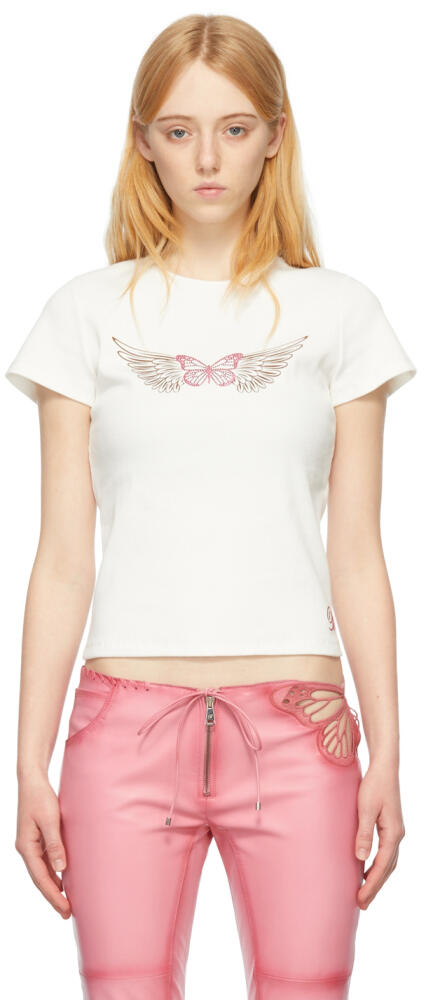 Blumarine White Ribbed T-Shirt Cover