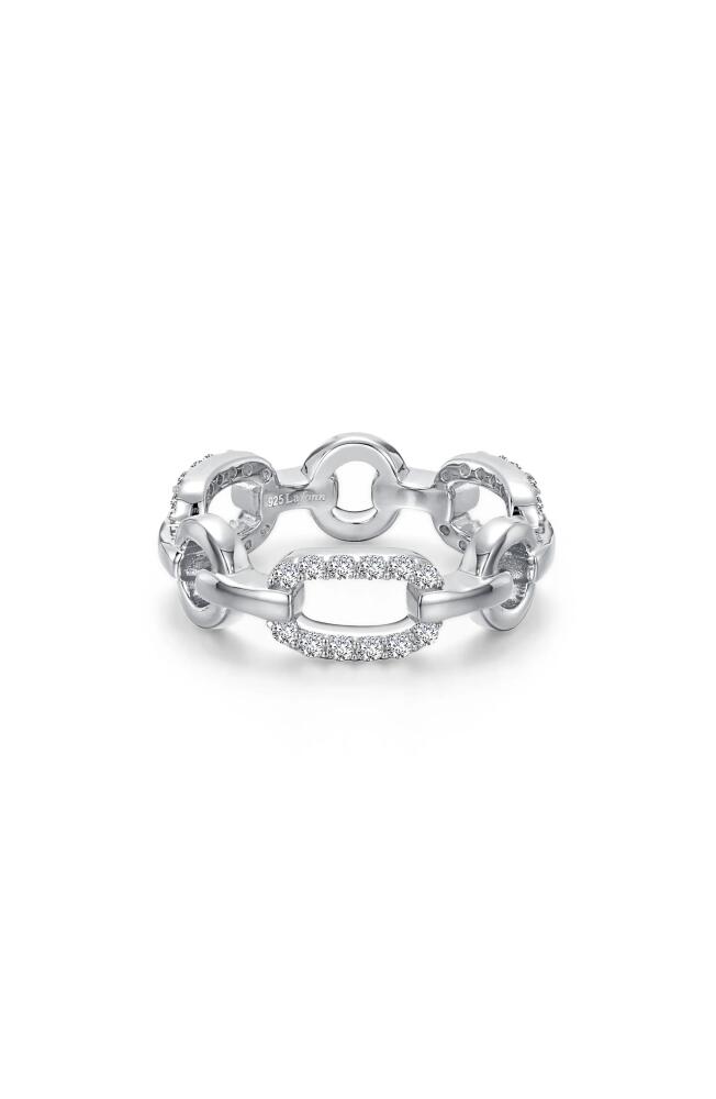 Lafonn Paperclip Alternating Band Ring with Simulated Diamonds in White Cover