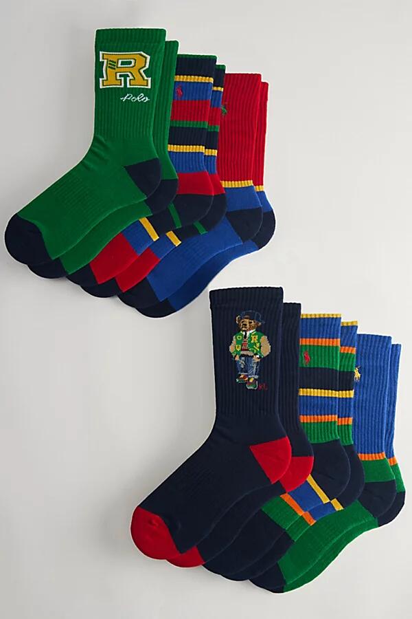 Polo Ralph Lauren American Heritage Bear Crew Sock 6-Pack in Assorted Cover