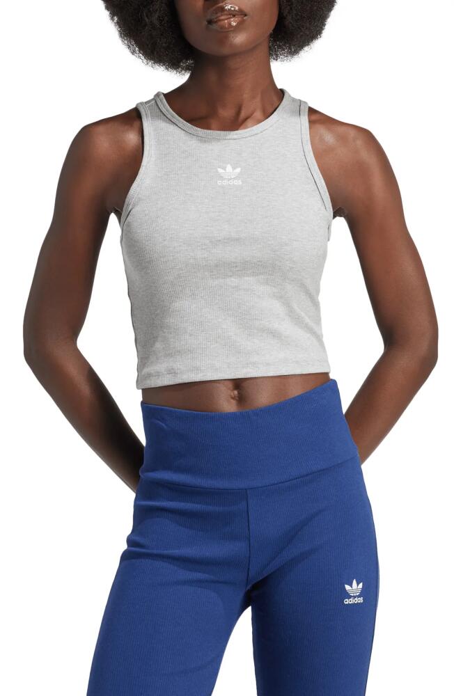 adidas Essentials Lifestyle Rib Crop Tank Top in Medium Grey Heather Cover