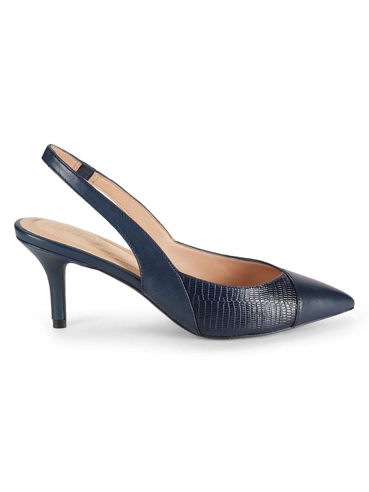 Cole Haan Women's 65MM Leather Point Toe Slingback Pumps - Navy Cover