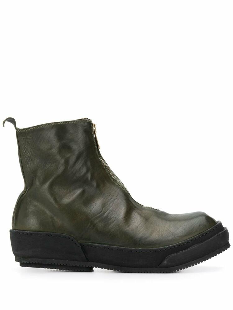 Guidi cracked-effect ankle boots - Green Cover