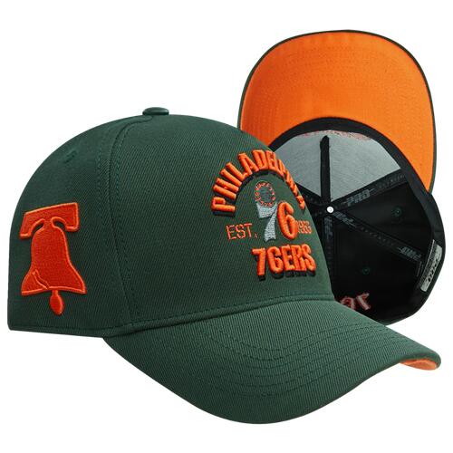 Pro Standard Mens Pro Standard 76ers Pinch Front Snapback - Mens Orange/Olive Cover