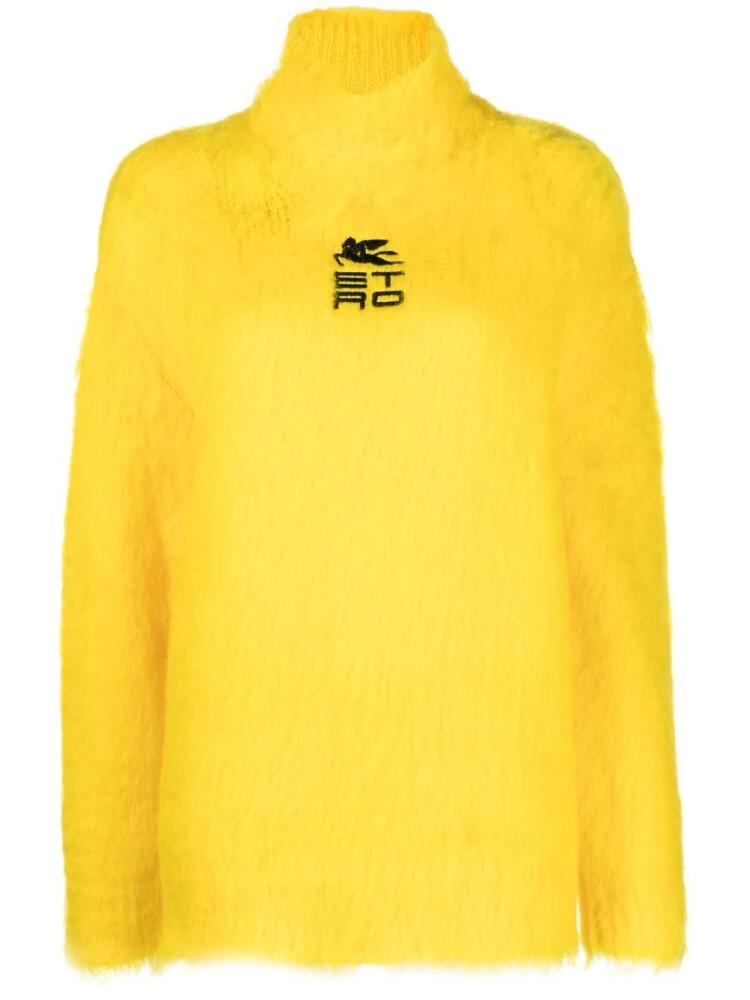 ETRO logo-embroidered roll neck jumper - Yellow Cover