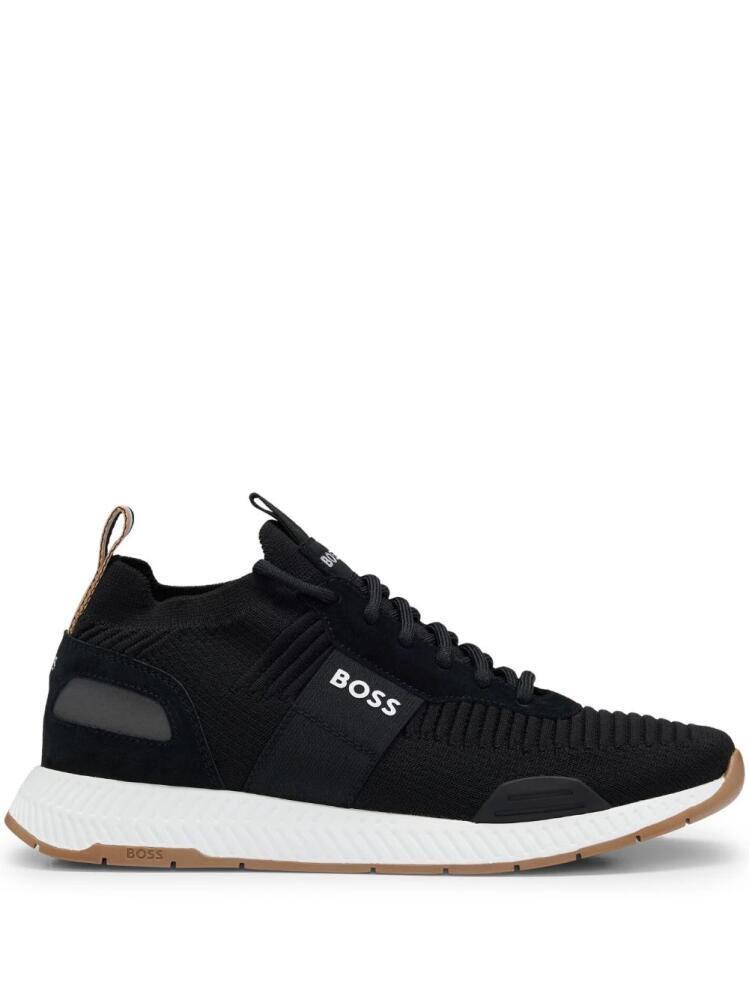 BOSS knitted-upper low-top sneakers - Black Cover