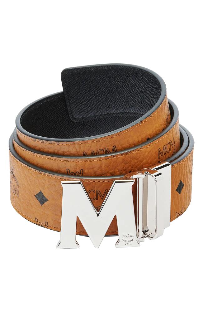 MCM Logo Buckle Reversible Belt in Cognac Cover