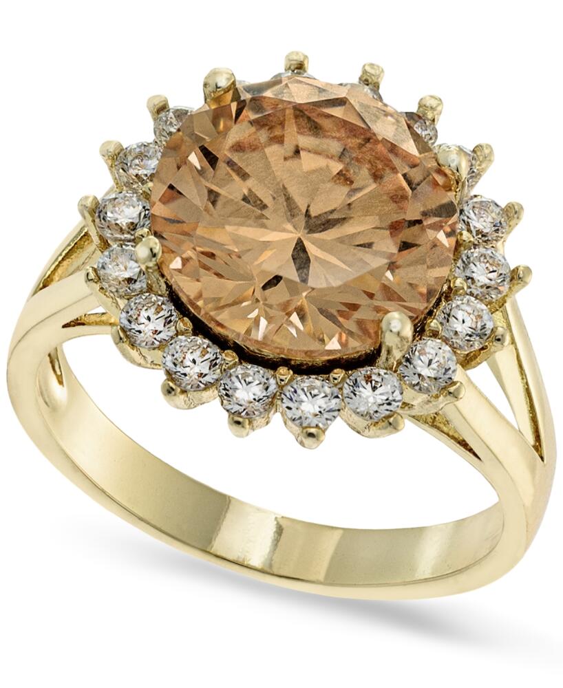 Charter Club Gold-Plate Cubic Zirconia Split Halo Ring, Created for Macy's - Gold Cover